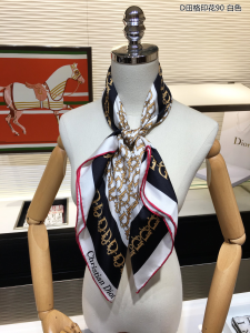 Luxury Womens Scarf Dior Silk Scarf White 90x90CM A151PP200 AA151136