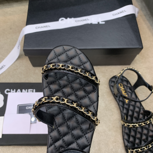 Luxury Womens Shoes Chanel 2021SS Chain Sandal in Black 35 To 40 A151PP460 AA151223