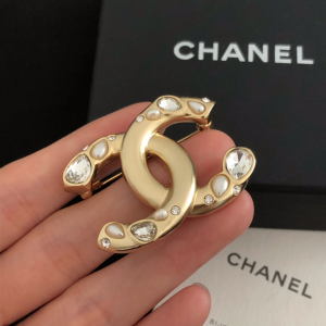 Chanel Gold CC Diamond Brooch 
