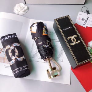 Luxury Womens Umbrella Chanel Large CC Logo Umbrella in Black A190PP115 AA151321