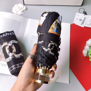 Luxury Womens Umbrella Chanel Large CC Logo Umbrella in Black A190PP115 AA151321