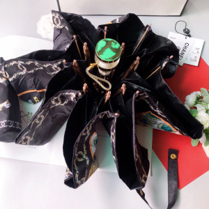 Luxury Womens Umbrella Chanel Large CC Logo Umbrella in Black A190PP115 AA151321