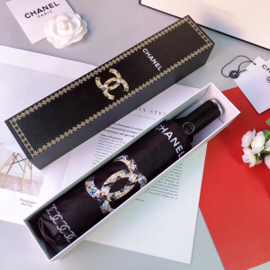 Luxury Womens Umbrella Chanel Large CC Logo Umbrella in Black A190PP115 AA151325