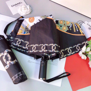 Luxury Womens Umbrella Chanel Large CC Logo Umbrella in Black A190PP115 AA151325