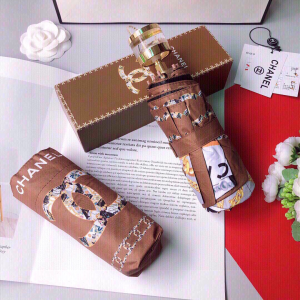 Luxury Womens Umbrella Chanel Large CC Logo Umbrella in Brown A190PP115 AA151323