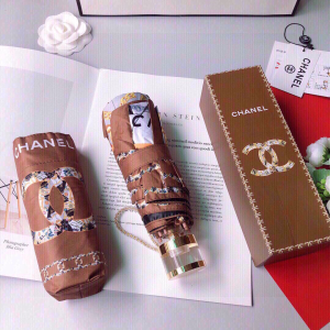 Luxury Womens Umbrella Chanel Large CC Logo Umbrella in Brown A190PP115 AA151323