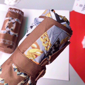 Luxury Womens Umbrella Chanel Large CC Logo Umbrella in Brown A190PP115 AA151323