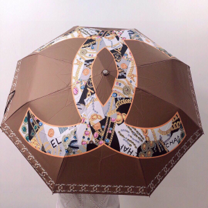 Chanel Large CC Logo Umbrella Brown 