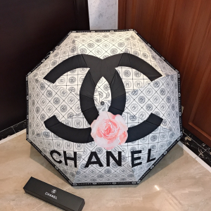 Chanel Large CC Logo Umbrella White 