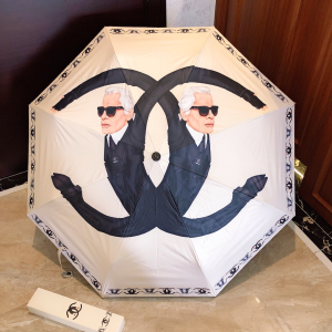 Chanel Large CC Logo Umbrella White 