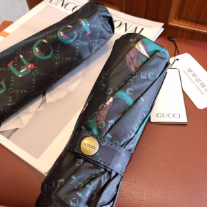 Luxury Womens Umbrella Gucci Logo Print Umbrella in Black A190PP115 AA151316