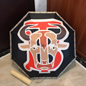 Burberry Monogram B Cow Check Print Umbrella Black Burberry Monogram B Cow Check Print Umbrella Black