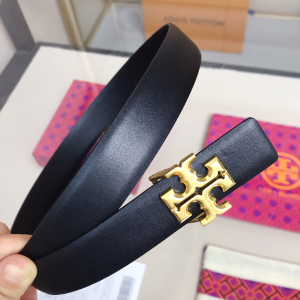 Tory Burch 1 Kira Logo Leather Belt Black 25MM 