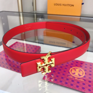 Tory Burch 1 Kira Logo Leather Belt Red 25MM 
