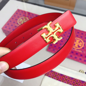 Luxury Womens Belts Tory Burch 1 Kira Logo Leather Belt in Red 25MM A175PP240 AA151909