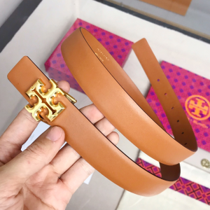 Tory Burch 1 Kira Logo Leather Belt Tan 25MM 