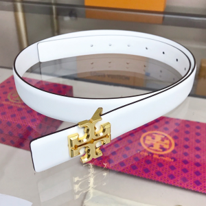 Tory Burch 1 Kira Logo Leather Belt White 25MM 