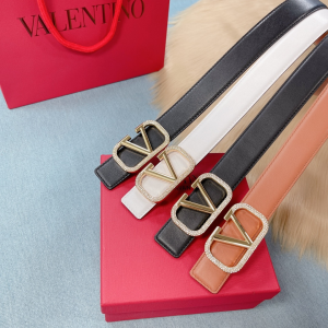 Luxury Womens Belts Valentino Crystal Vlogo Leather Belt 30MM A175PP240 AA151894