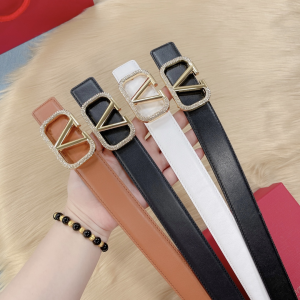 Luxury Womens Belts Valentino Crystal Vlogo Leather Belt 30MM A175PP240 AA151894