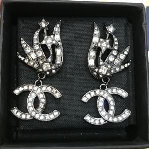 Chanel Crystals CC Logo Earrings 