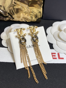 Chanel Gold CC Logo Earrings Tassel 