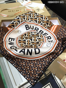 Luxury Womens Scarf Burberry Monogram B Silk Scarf Brown 90x90CM A151PP180 AA151690