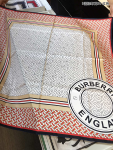 Burberry Monogram B Silk Scarf Red 