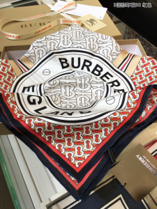 Luxury Womens Scarf Burberry Monogram B Silk Scarf Red 90x90CM A151PP180 AA151691