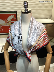 Luxury Womens Scarf Burberry Monogram B Silk Scarf Red 90x90CM A151PP180 AA151691