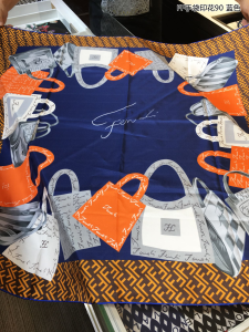 Fendi FF Bags Printed Silk Scarf Blue 