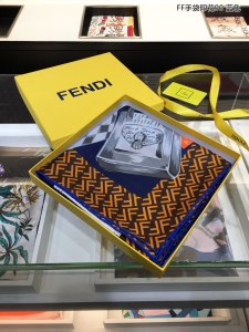 Luxury Womens Scarf Fendi FF Bags Printed Silk Scarf Blue 90x90CM A151PP200 AA151699