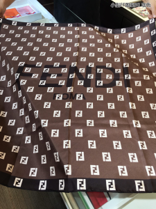 Fendi Roma Square Silk Scarf Brown 