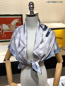 Luxury Womens Scarf Fendi Roma Square Silk Scarf Grey 90x90CM A151PP200 AA151683