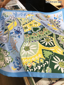 Hermes En Attendant Ulysse Silk Scarf Blue 