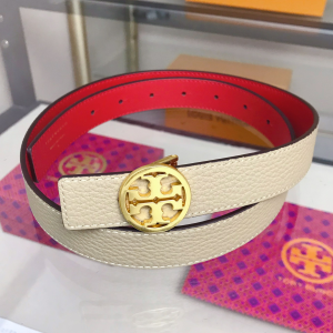 Tory Burch 1 Reversible Logo Leather Belt OFF White 25MM Tory Burch 1 Reversible Logo Leather Belt OFF White 25MM