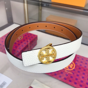 Tory Burch 1 Reversible Logo Leather Belt White 25MM Tory Burch 1 Reversible Logo Leather Belt White 25MM