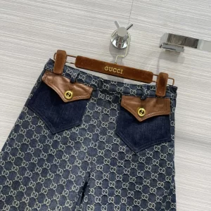 Luxury Womens Clothing Gucci GG Blue Denim Short SML A198PP480 AA151970