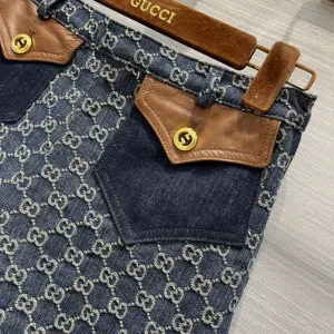 Luxury Womens Clothing Gucci GG Blue Denim Short SML A198PP480 AA151970