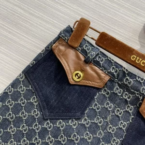Luxury Womens Clothing Gucci GG Blue Denim Short SML A198PP480 AA151970