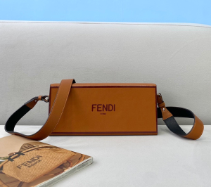 Fendi Long Box Bag Tan Leather
