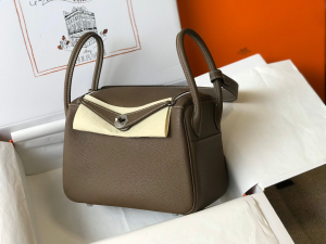 Hermes Lindy Crossbody Bag Grey Leather