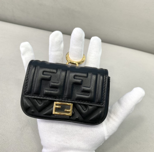 Fendi Nano Baguette Charm Black Nappa Leather 0136F Fendi Nano Baguette Charm Black Nappa Leather 0136F