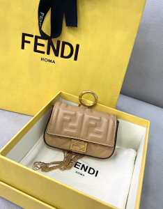Fendi Nano Baguette Charm Light Beige Nappa Leather 0136F Fendi Nano Baguette Charm Light Beige Nappa Leather 0136F