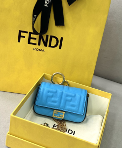 Fendi Nano Baguette Charm Light Blue Nappa Leather 0136F Fendi Nano Baguette Charm Light Blue Nappa Leather 0136F