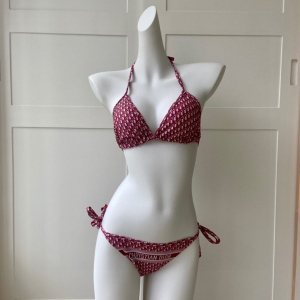 Dior Burgundy Dior Oblique Bikini Swimwear 