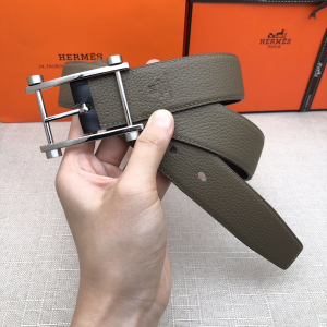 Hermes 2021 New Leather Belt Grey Calfskin 32MM 