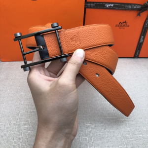 Hermes 2021 New Leather Belt Orange Calfskin 32MM 