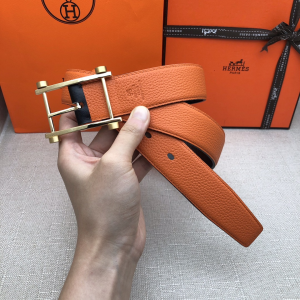 Hermes 2021 New Leather Belt Orange Calfskin 32MM 