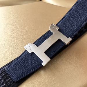 Luxury Womens Belts Hermes Horses Buckle Leather Belt in Blue 40MM A175PP240 AA153454