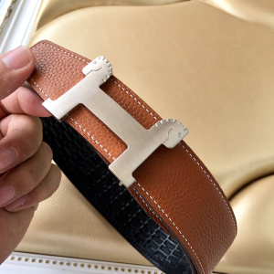 Hermes Horses Buckle Leather Belt Tan 40MM 